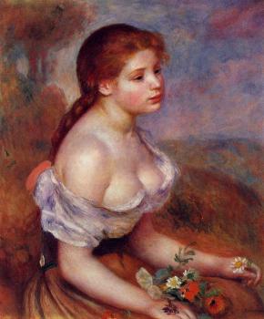 皮埃爾 奧古斯特 雷諾阿 Young Girl with Daisies 皮埃爾 奧古斯特 雷諾阿 Young Girl with Daisies